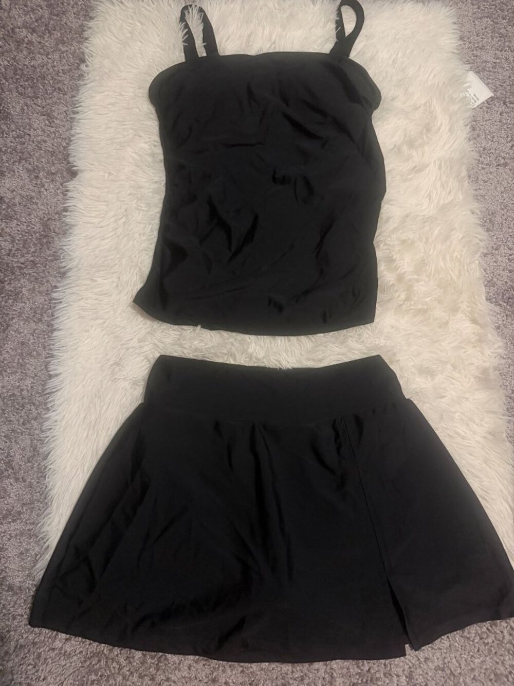 Cupshe Womens Two Piece Black Tankini Swimsuit M